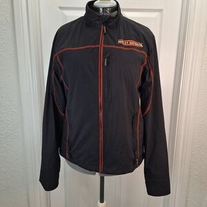Harley-Davidson Men's Black Jacket with Orange Accents
